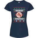 Merry BBQMAS Funny Christmas BBQ Xmas Womens Petite Cut T-Shirt Navy Blue