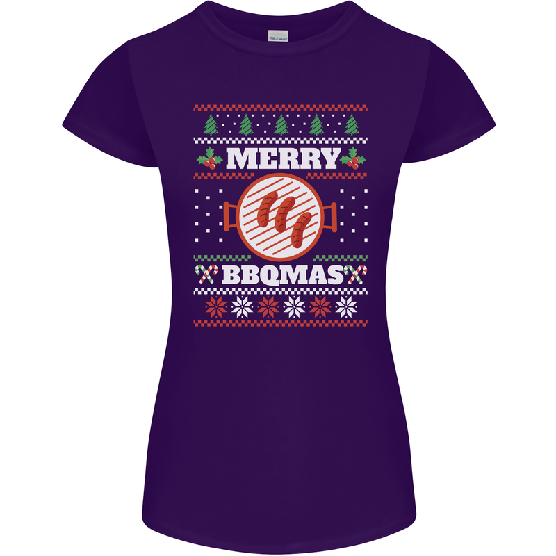Merry BBQMAS Funny Christmas BBQ Xmas Womens Petite Cut T-Shirt Purple