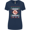 Merry BBQMAS Funny Christmas BBQ Xmas Womens Wider Cut T-Shirt Navy Blue