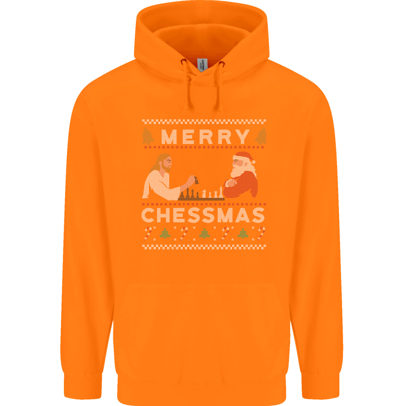 Merry Chessmass Funny Chess Player Childrens Kids Hoodie Orange