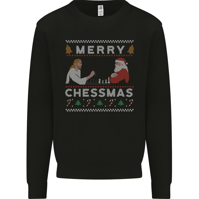 Merry Chessmass Funny Chess Player Kids Sweatshirt Jumper Black