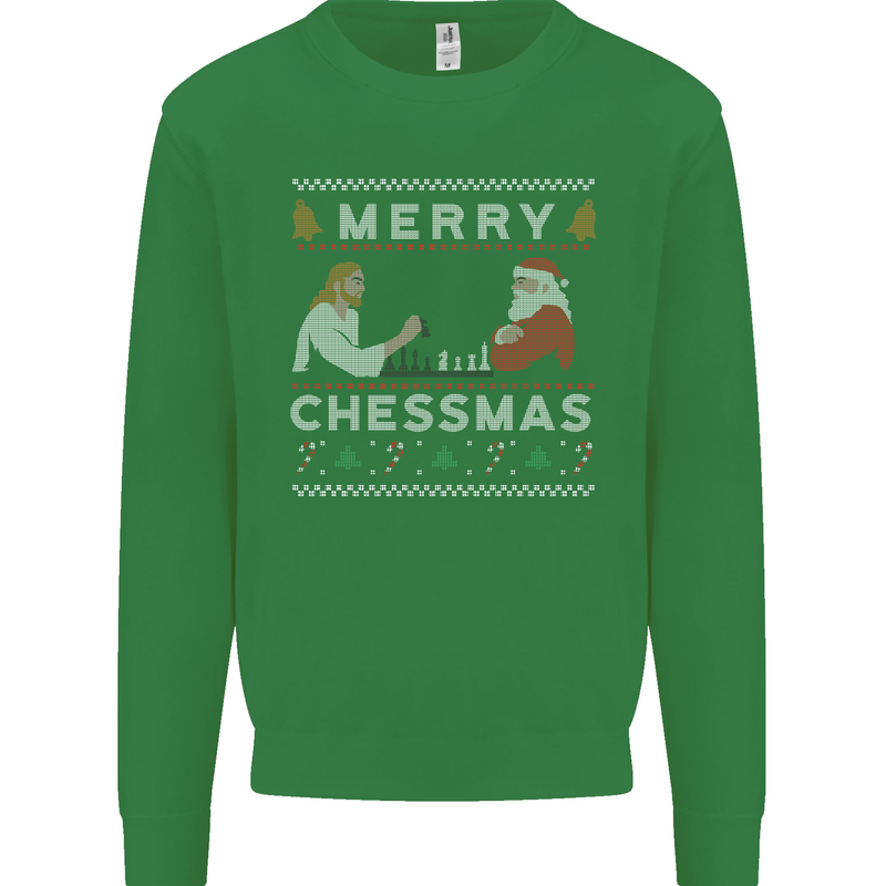 Merry Chessmass Funny Chess Player Kids Sweatshirt Jumper Irish Green