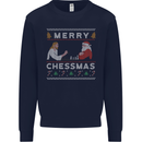Merry Chessmass Funny Chess Player Kids Sweatshirt Jumper Navy Blue