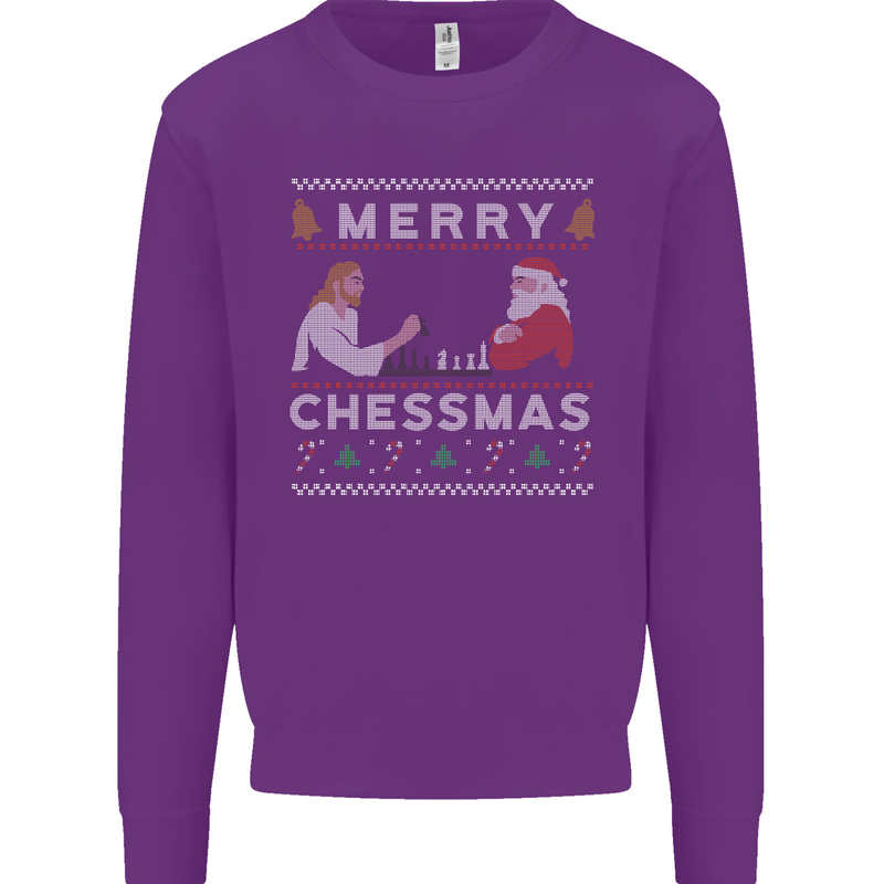 Merry Chessmass Funny Chess Player Kids Sweatshirt Jumper Purple