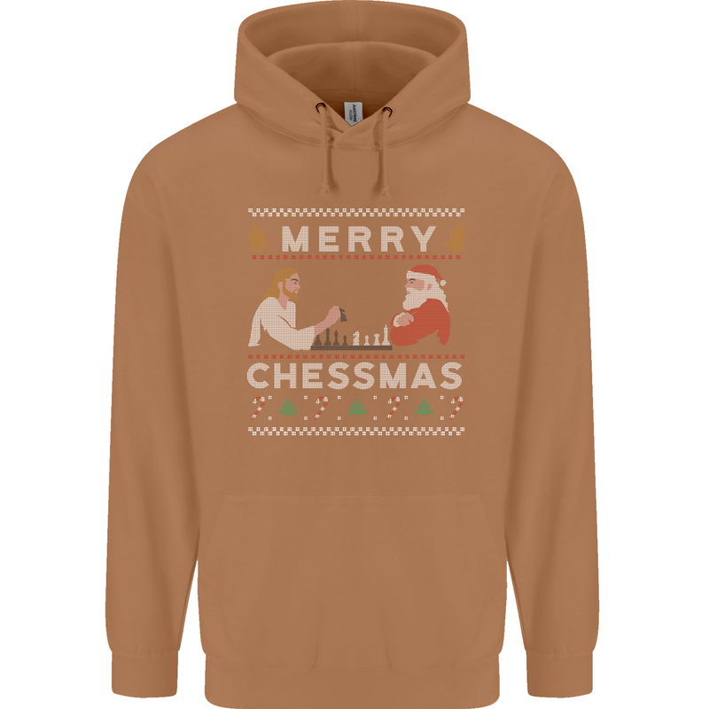 Merry Chessmass Funny Chess Player Mens 80% Cotton Hoodie Caramel Latte