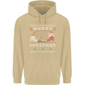 Merry Chessmass Funny Chess Player Mens 80% Cotton Hoodie Sand