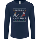 Merry Chessmass Funny Chess Player Mens Long Sleeve T-Shirt Navy Blue