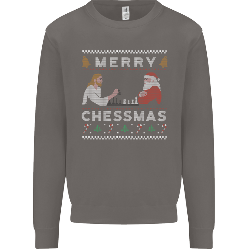 Merry Chessmass Funny Chess Player Mens Sweatshirt Jumper Charcoal