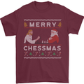 Merry Chessmass Funny Chess Player Mens T-Shirt Cotton Gildan Maroon