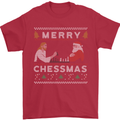 Merry Chessmass Funny Chess Player Mens T-Shirt Cotton Gildan Red