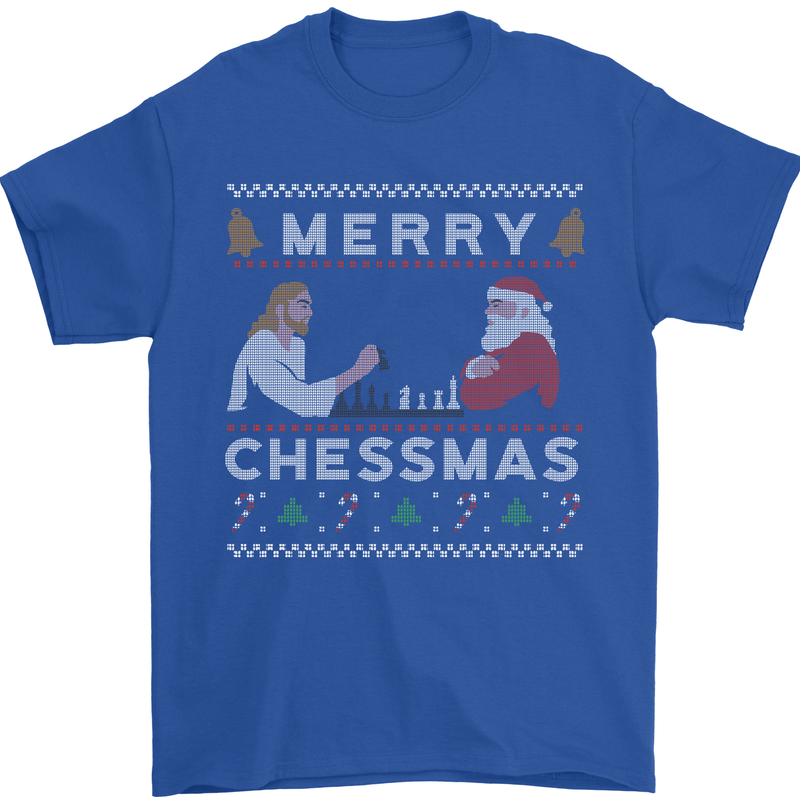 Merry Chessmass Funny Chess Player Mens T-Shirt Cotton Gildan Royal Blue