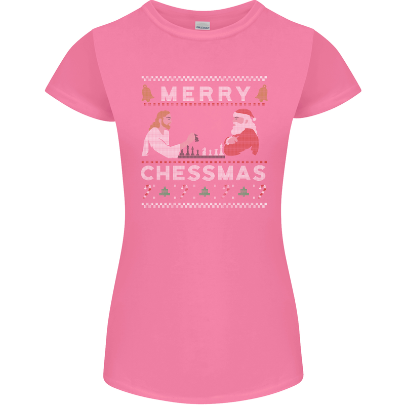 Merry Chessmass Funny Chess Player Womens Petite Cut T-Shirt Azalea