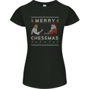 Merry Chessmass Funny Chess Player Womens Petite Cut T-Shirt Black