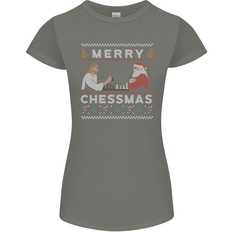 Merry Chessmass Funny Chess Player Womens Petite Cut T-Shirt Charcoal