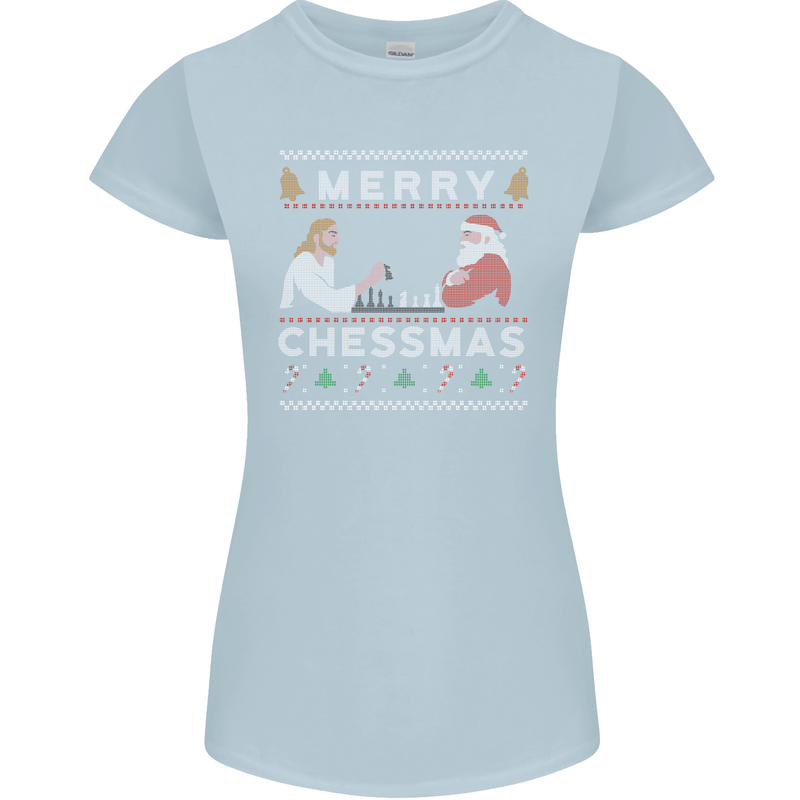 Merry Chessmass Funny Chess Player Womens Petite Cut T-Shirt Light Blue