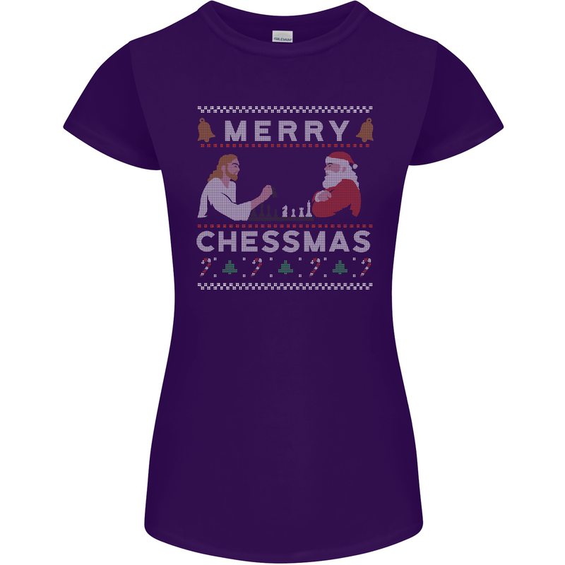 Merry Chessmass Funny Chess Player Womens Petite Cut T-Shirt Purple
