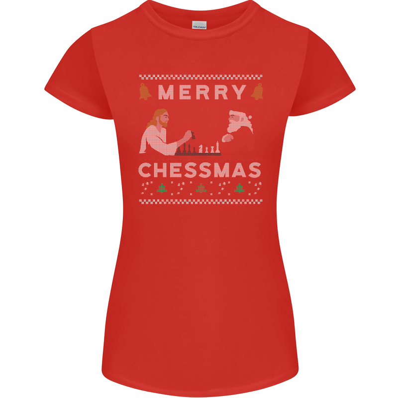 Merry Chessmass Funny Chess Player Womens Petite Cut T-Shirt Red