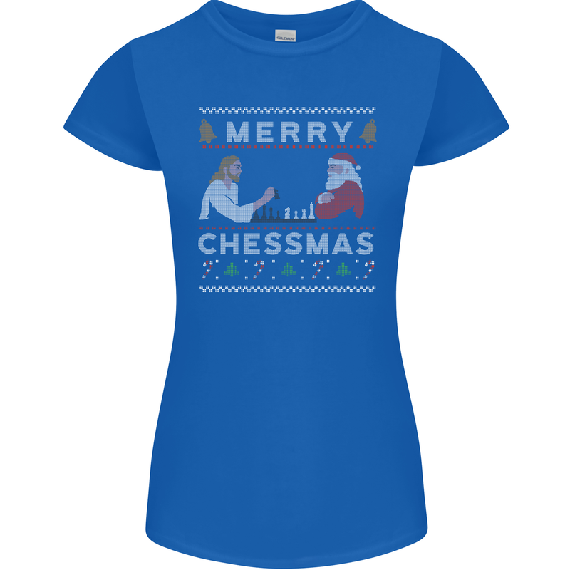 Merry Chessmass Funny Chess Player Womens Petite Cut T-Shirt Royal Blue