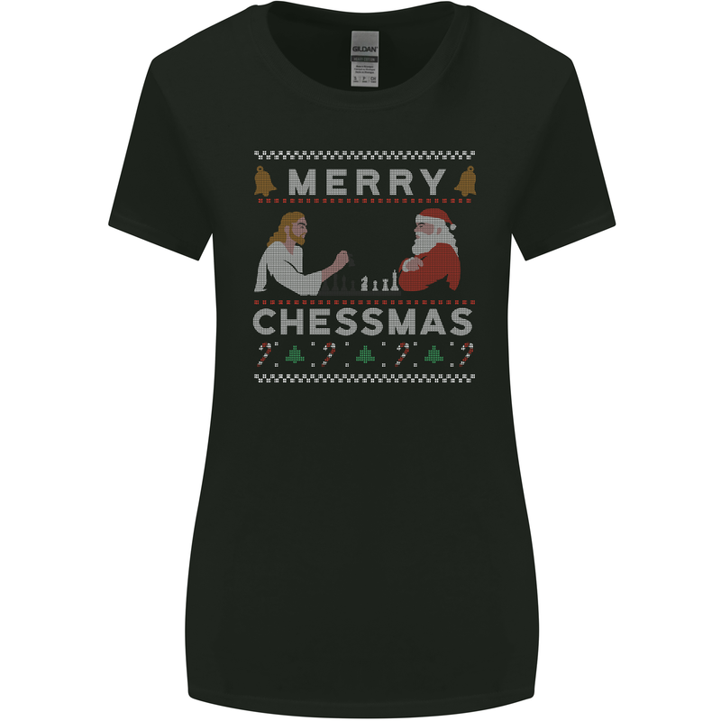 Merry Chessmass Funny Chess Player Womens Wider Cut T-Shirt Black