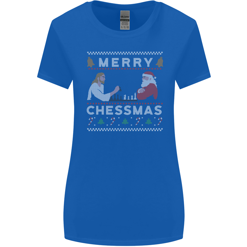 Merry Chessmass Funny Chess Player Womens Wider Cut T-Shirt Royal Blue