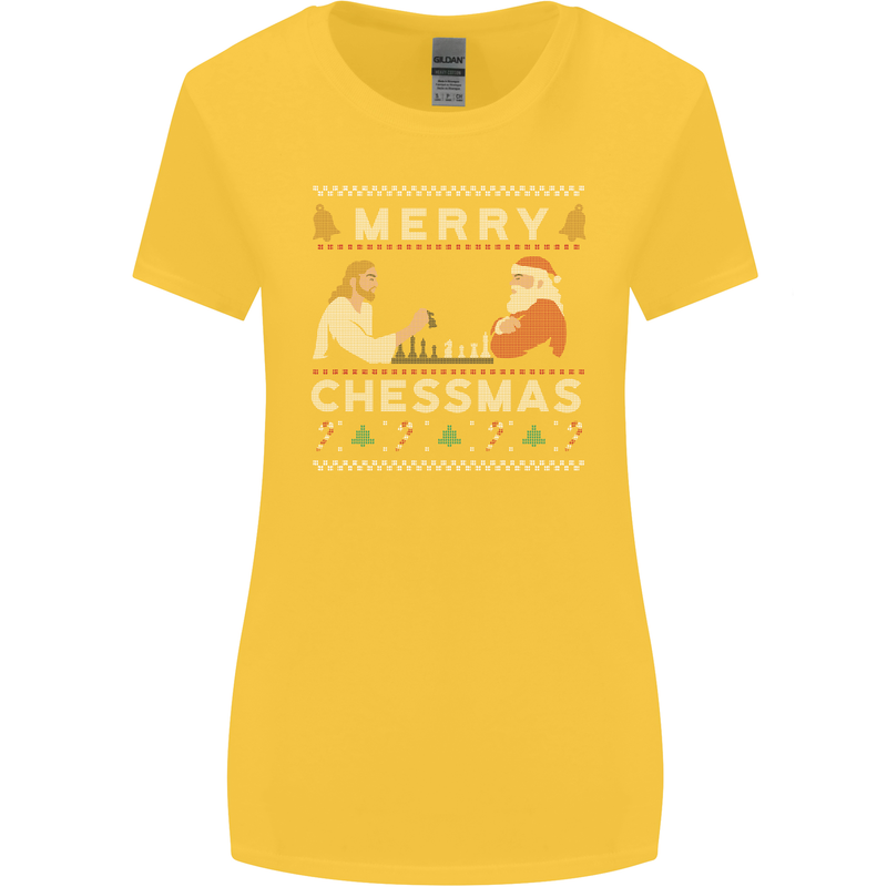 Merry Chessmass Funny Chess Player Womens Wider Cut T-Shirt Yellow