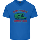 Merry Christmas Shitter's Full Funny Movie Mens V-Neck Cotton T-Shirt Royal Blue