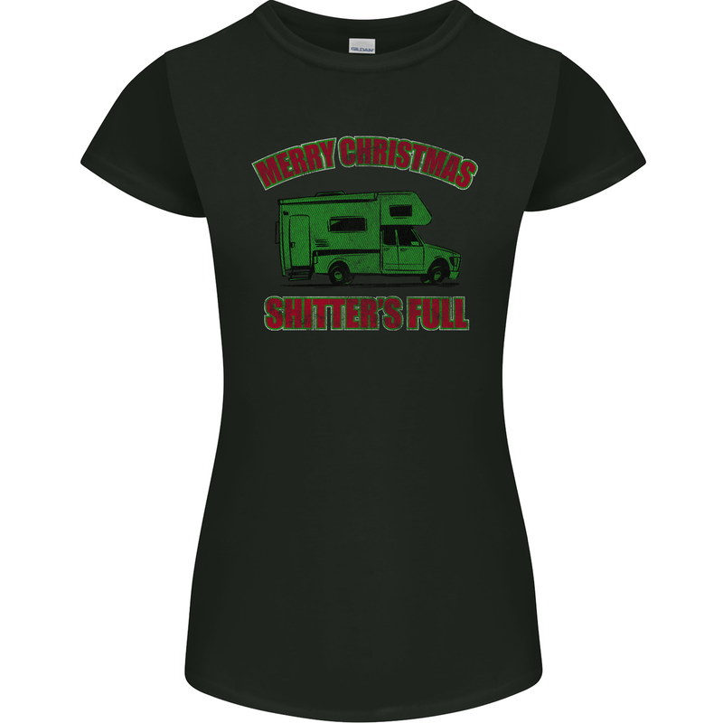 Merry Christmas Shitter's Full Funny Movie Womens Petite Cut T-Shirt Black
