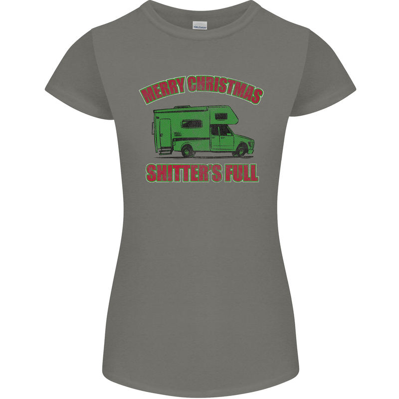 Merry Christmas Shitter's Full Funny Movie Womens Petite Cut T-Shirt Charcoal