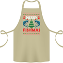 Merry Fishmas Funny Christmas Fishing Cotton Apron 100% Organic Khaki