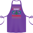 Merry Fishmas Funny Christmas Fishing Cotton Apron 100% Organic Purple