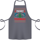 Merry Fishmas Funny Christmas Fishing Cotton Apron 100% Organic Steel