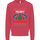 Merry Fishmas Funny Christmas Fishing Kids Sweatshirt Jumper Heliconia