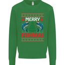Merry Fishmas Funny Christmas Fishing Kids Sweatshirt Jumper Irish Green