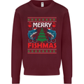 Merry Fishmas Funny Christmas Fishing Kids Sweatshirt Jumper Maroon