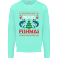 Merry Fishmas Funny Christmas Fishing Kids Sweatshirt Jumper Peppermint