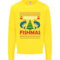 Merry Fishmas Funny Christmas Fishing Kids Sweatshirt Jumper Yellow