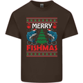 Merry Fishmas Funny Christmas Fishing Kids T-Shirt Childrens Chocolate