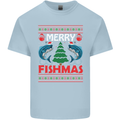 Merry Fishmas Funny Christmas Fishing Kids T-Shirt Childrens Light Blue