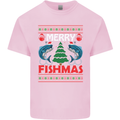 Merry Fishmas Funny Christmas Fishing Kids T-Shirt Childrens Light Pink