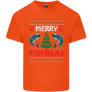 Merry Fishmas Funny Christmas Fishing Kids T-Shirt Childrens Orange