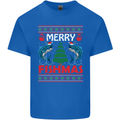 Merry Fishmas Funny Christmas Fishing Kids T-Shirt Childrens Royal Blue