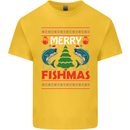 Merry Fishmas Funny Christmas Fishing Kids T-Shirt Childrens Yellow