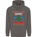 Merry Fishmas Funny Christmas Fishing Mens 80% Cotton Hoodie Charcoal