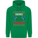 Merry Fishmas Funny Christmas Fishing Mens 80% Cotton Hoodie Irish Green