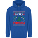 Merry Fishmas Funny Christmas Fishing Mens 80% Cotton Hoodie Royal Blue
