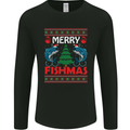Merry Fishmas Funny Christmas Fishing Mens Long Sleeve T-Shirt Black