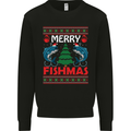 Merry Fishmas Funny Christmas Fishing Mens Sweatshirt Jumper Black
