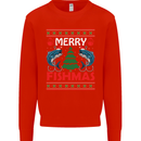 Merry Fishmas Funny Christmas Fishing Mens Sweatshirt Jumper Bright Red