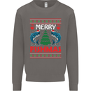 Merry Fishmas Funny Christmas Fishing Mens Sweatshirt Jumper Charcoal