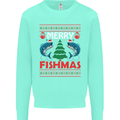 Merry Fishmas Funny Christmas Fishing Mens Sweatshirt Jumper Peppermint